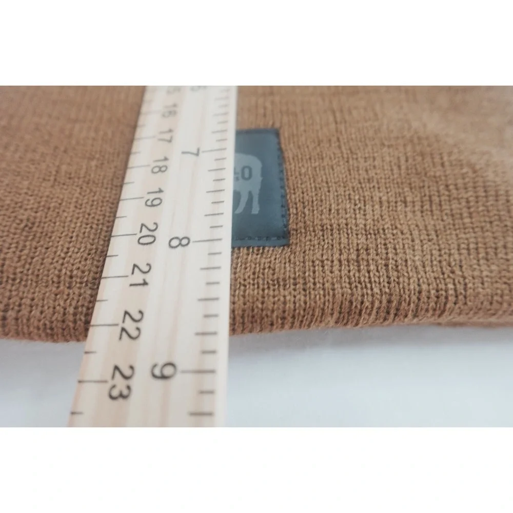 Buffalo Outdoors Brown‎ Knit Cuffed Beanie Hat Logo Patch Unisex Streetwear